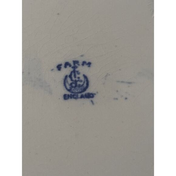 Farm England Blue Transferware 10” French Country Farmhouse CHIP ON BACK - Picture 7 of 9